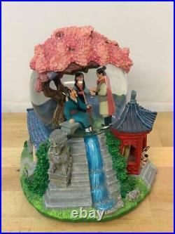 RARE Disney Mulan Reflection Musical Snow Globe Mushu Shang Rotating Base