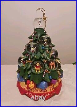 RARE Disney Our Family Tree Multi Character Mini Snow Globes Musical Xmas Tree