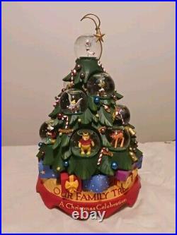 RARE Disney Our Family Tree Multi Character Mini Snow Globes Musical Xmas Tree