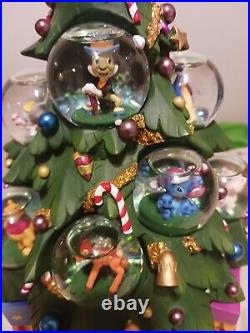 RARE Disney Our Family Tree Multi Character Mini Snow Globes Musical Xmas Tree