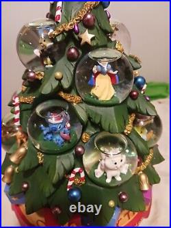 RARE Disney Our Family Tree Multi Character Mini Snow Globes Musical Xmas Tree