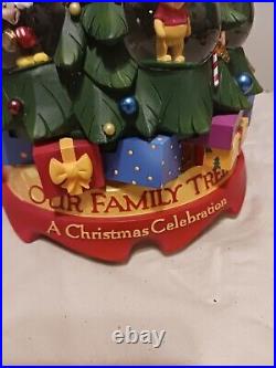 RARE Disney Our Family Tree Multi Character Mini Snow Globes Musical Xmas Tree