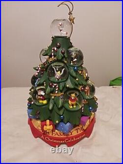 RARE Disney Our Family Tree Multi Character Mini Snow Globes Musical Xmas Tree