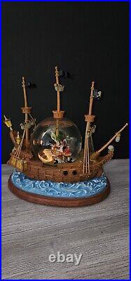 RARE Disney Peter Pan musical Snow Globe You Can Fly! Pirate Ship Captain Hook