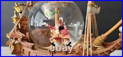 RARE Disney Peter Pan musical Snow Globe You Can Fly! Pirate Ship Captain Hook