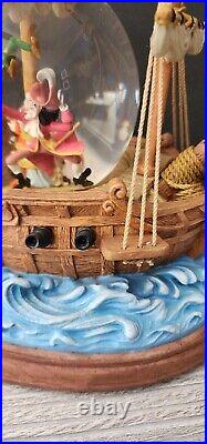 RARE Disney Peter Pan musical Snow Globe You Can Fly! Pirate Ship Captain Hook