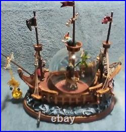 RARE Disney Peter Pan musical Snow Globe You Can Fly! Pirate Ship Captain Hook