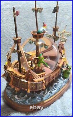 RARE Disney Peter Pan musical Snow Globe You Can Fly! Pirate Ship Captain Hook