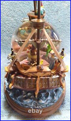 RARE Disney Peter Pan musical Snow Globe You Can Fly! Pirate Ship Captain Hook