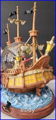 RARE Disney Peter Pan musical Snow Globe You Can Fly! Pirate Ship Captain Hook