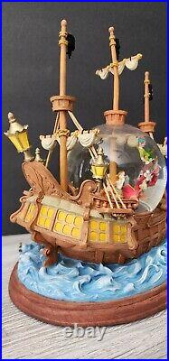 RARE Disney Peter Pan musical Snow Globe You Can Fly! Pirate Ship Captain Hook