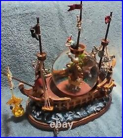 RARE Disney Peter Pan musical Snow Globe You Can Fly! Pirate Ship Captain Hook