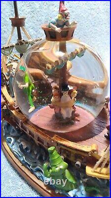 RARE Disney Peter Pan musical Snow Globe You Can Fly! Pirate Ship Captain Hook