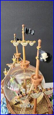 RARE Disney Peter Pan musical Snow Globe You Can Fly! Pirate Ship Captain Hook