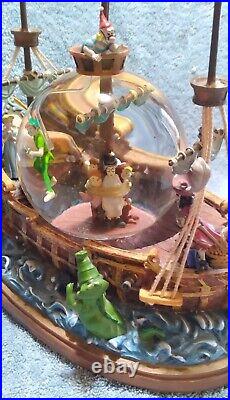 RARE Disney Peter Pan musical Snow Globe You Can Fly! Pirate Ship Captain Hook