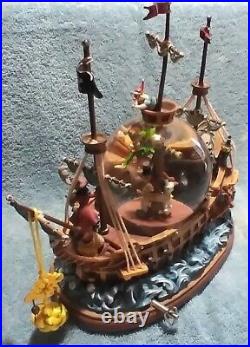 RARE Disney Peter Pan musical Snow Globe You Can Fly! Pirate Ship Captain Hook