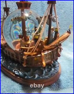 RARE Disney Peter Pan musical Snow Globe You Can Fly! Pirate Ship Captain Hook