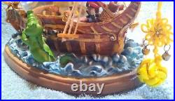 RARE Disney Peter Pan musical Snow Globe You Can Fly! Pirate Ship Captain Hook