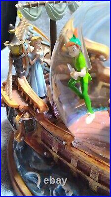 RARE Disney Peter Pan musical Snow Globe You Can Fly! Pirate Ship Captain Hook