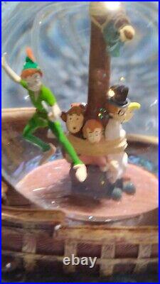 RARE Disney Peter Pan musical Snow Globe You Can Fly! Pirate Ship Captain Hook