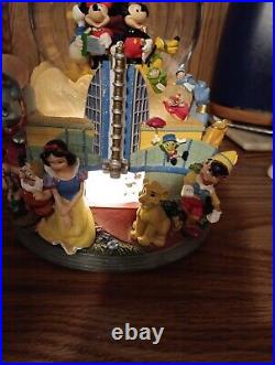 RARE Disney ROTATING LIGHT Musical Snow Globe MICKEY ALADDIN LITTLE MERMAID