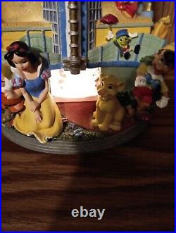 RARE Disney ROTATING LIGHT Musical Snow Globe MICKEY ALADDIN LITTLE MERMAID