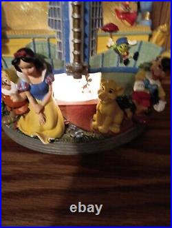 RARE Disney ROTATING LIGHT Musical Snow Globe MICKEY ALADDIN LITTLE MERMAID