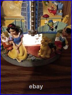 RARE Disney ROTATING LIGHT Musical Snow Globe MICKEY ALADDIN LITTLE MERMAID