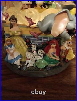 RARE Disney ROTATING LIGHT Musical Snow Globe MICKEY ALADDIN LITTLE MERMAID