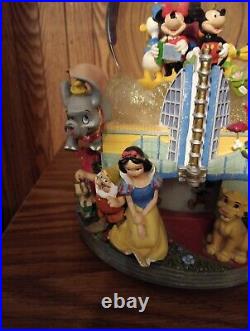 RARE Disney ROTATING LIGHT Musical Snow Globe MICKEY ALADDIN LITTLE MERMAID