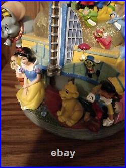 RARE Disney ROTATING LIGHT Musical Snow Globe MICKEY ALADDIN LITTLE MERMAID