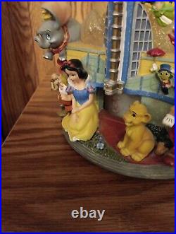 RARE Disney ROTATING LIGHT Musical Snow Globe MICKEY ALADDIN LITTLE MERMAID