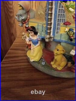 RARE Disney ROTATING LIGHT Musical Snow Globe MICKEY ALADDIN LITTLE MERMAID