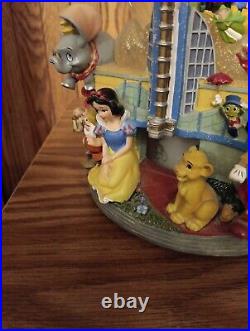 RARE Disney ROTATING LIGHT Musical Snow Globe MICKEY ALADDIN LITTLE MERMAID