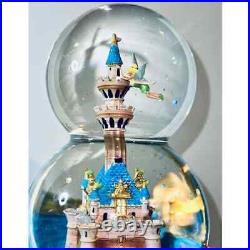 RARE! Disney Store Tinker Bell Castle Double Bubble Musical Rotating Snow Globe