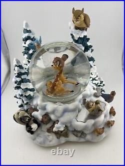 RARE / HTF Disney Store Exclusive Winter Bambi Musical Snow globe Pre-owned