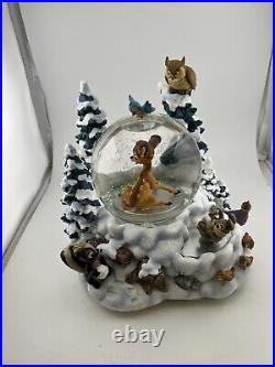 RARE / HTF Disney Store Exclusive Winter Bambi Musical Snow globe Pre-owned