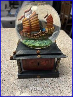 RARE Large Snow Globe Pirates of the Caribbean Worlds End Light Up Music Box