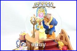 RARE VTG Disney Beauty And The Beast Musical Lighted Snowglobe Snow Water Globe