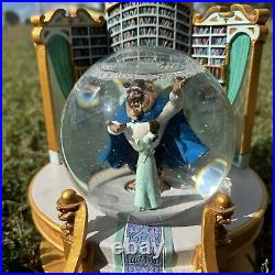 Rare 1991 Beauty and the Beast Snow Globe Library with Working Music Box