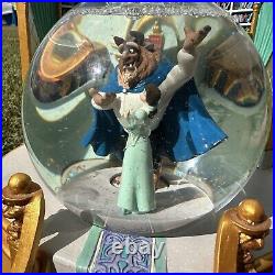 Rare 1991 Beauty and the Beast Snow Globe Library with Working Music Box