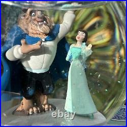 Rare 1991 Beauty and the Beast Snow Globe Library with Working Music Box