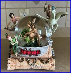 Rare Disney Adventures Aladdin Hercules Tarzan Musical Snow Globe 8.5 Tested