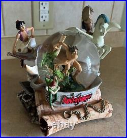 Rare Disney Adventures Aladdin Hercules Tarzan Musical Snow Globe 8.5 Tested