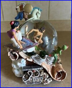 Rare Disney Adventures Aladdin Hercules Tarzan Musical Snow Globe 8.5 Tested