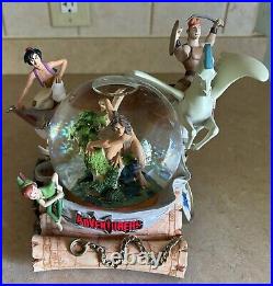 Rare Disney Adventures Aladdin Hercules Tarzan Musical Snow Globe 8.5 Tested