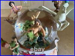 Rare Disney Adventures Aladdin Hercules Tarzan Musical Snow Globe 8.5 Tested