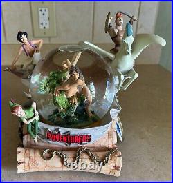 Rare Disney Adventures Aladdin Hercules Tarzan Musical Snow Globe 8.5 Tested