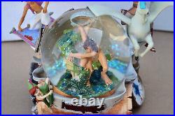 Rare Disney Adventures Aladdin Hercules Tarzan Musical Snow Globe 8.5 with Box