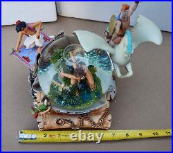 Rare Disney Adventures Aladdin Hercules Tarzan Musical Snow Globe 8.5 with Box